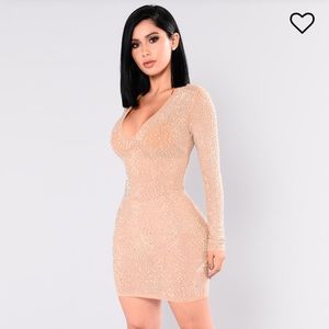 Rhinestone dress nude silver